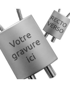 Porte-clés gravé Métal façon cadenas cable