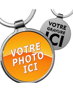 Porte-clés personnalisé photo et gravure rond