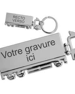 Porte-clés camion gravé métal