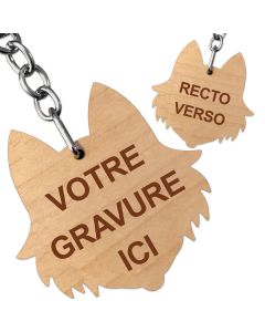 Porte clés bois gravé chien