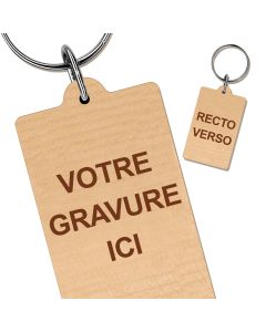 Porte clés bois gravé rectangle 30x45 mm