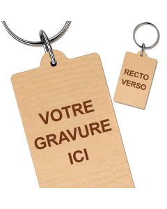 Porte clés bois gravé rectangle 35x55 mm