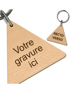 Porte clés bois gravé triangle