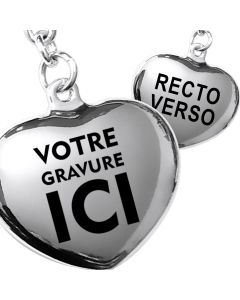 Porte-clés gravé coeur argent