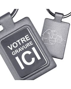 Porte-clés gravé rectangle miroir