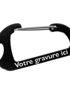 Porte-clés mousqueton gravé noir