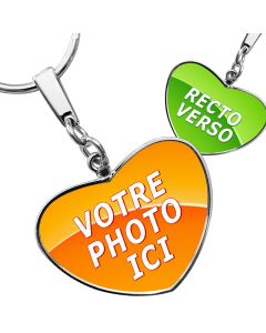 Porte-clés photo grand coeur recto verso