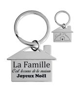 Porte-clé gravé maison brillante - joyeux noel