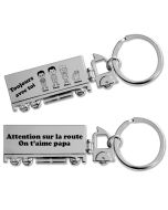 Porte-clés camion gravé métal - personnalisé famille