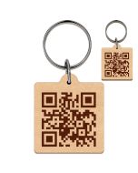 Porte clés bois gravé QR Code