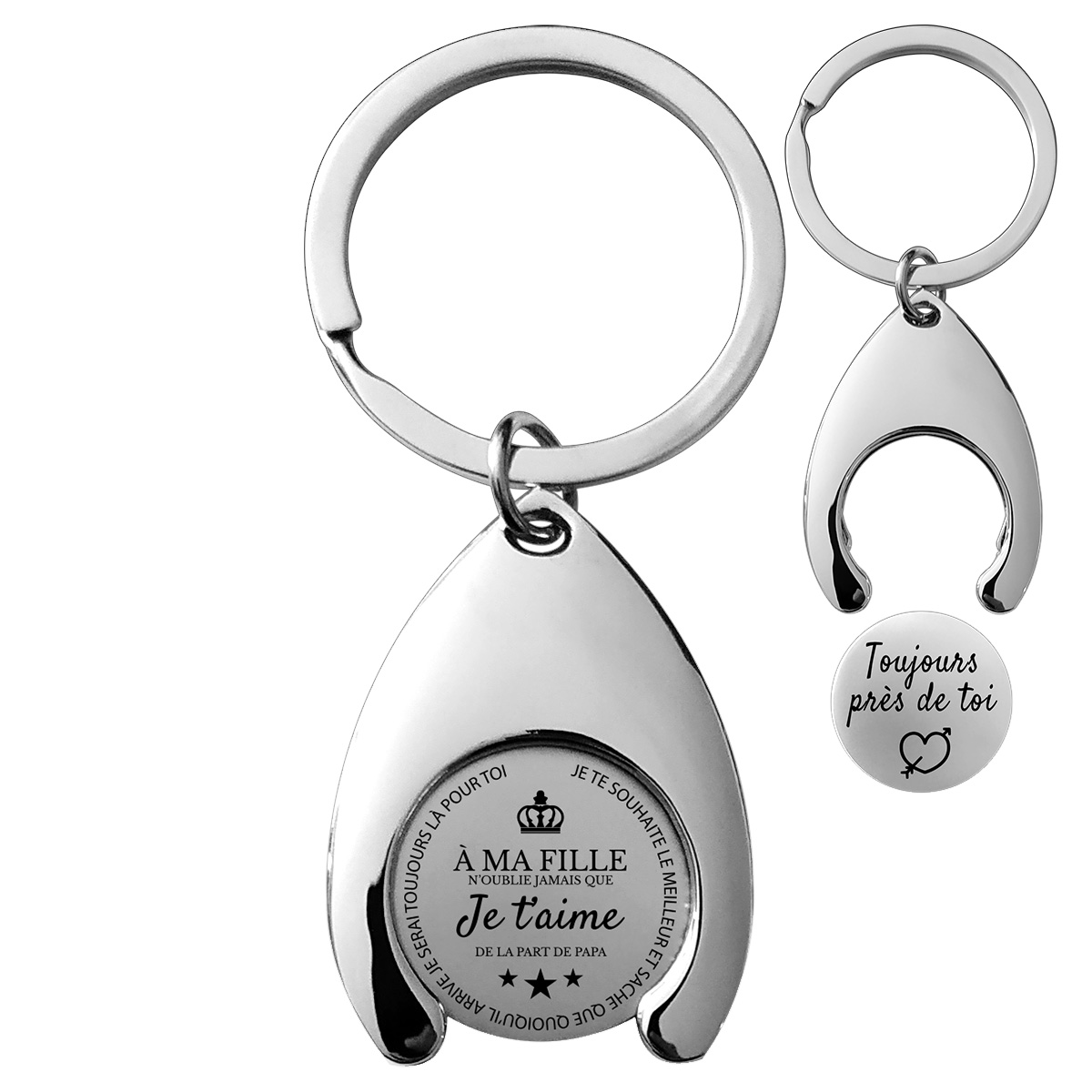 Porte-clés cœur personnalisé avec jeton caddie - Lorient