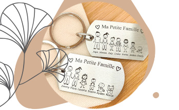 Cadeau maman, fête des mères : porte clé personnalisé famille avec les  enfants en inox miroir - Porte clés en inox - creationsdere
