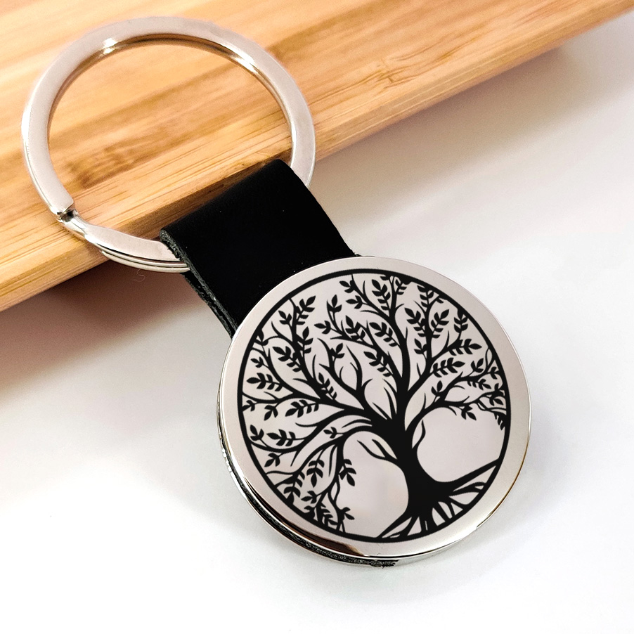 Porte-clés arbre de vie gravé avec prénom ou texte
