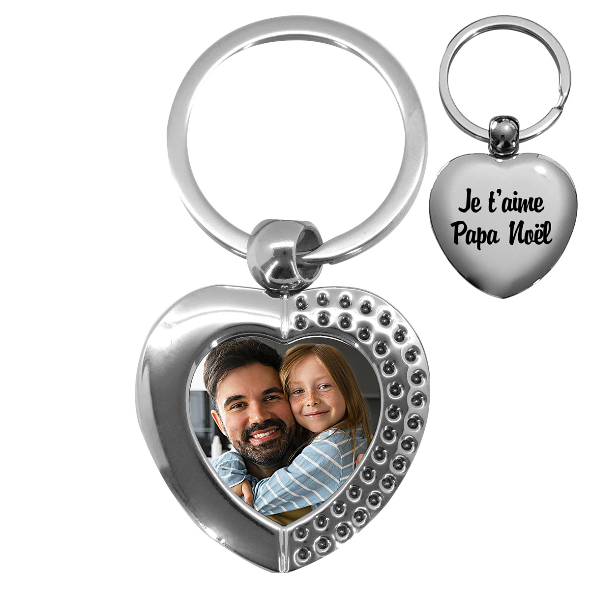 Porte cle photo coeur